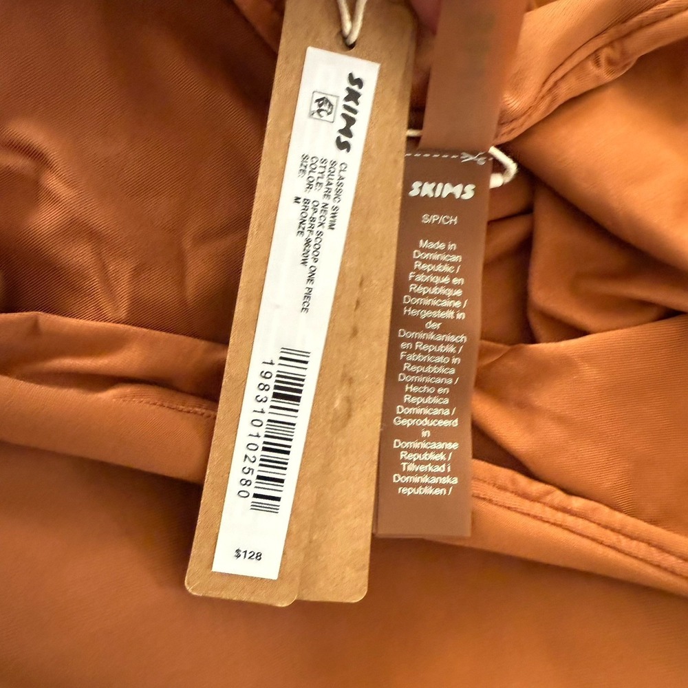Skims Classic Swim Square Neck Scoop One Piece Bronze Size S NWT $128 MSRP - Picture 9 of 10